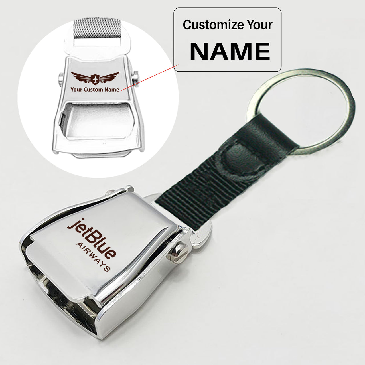 jetBlue Airways Airlines Designed Airplane Seat Belt Key Chains