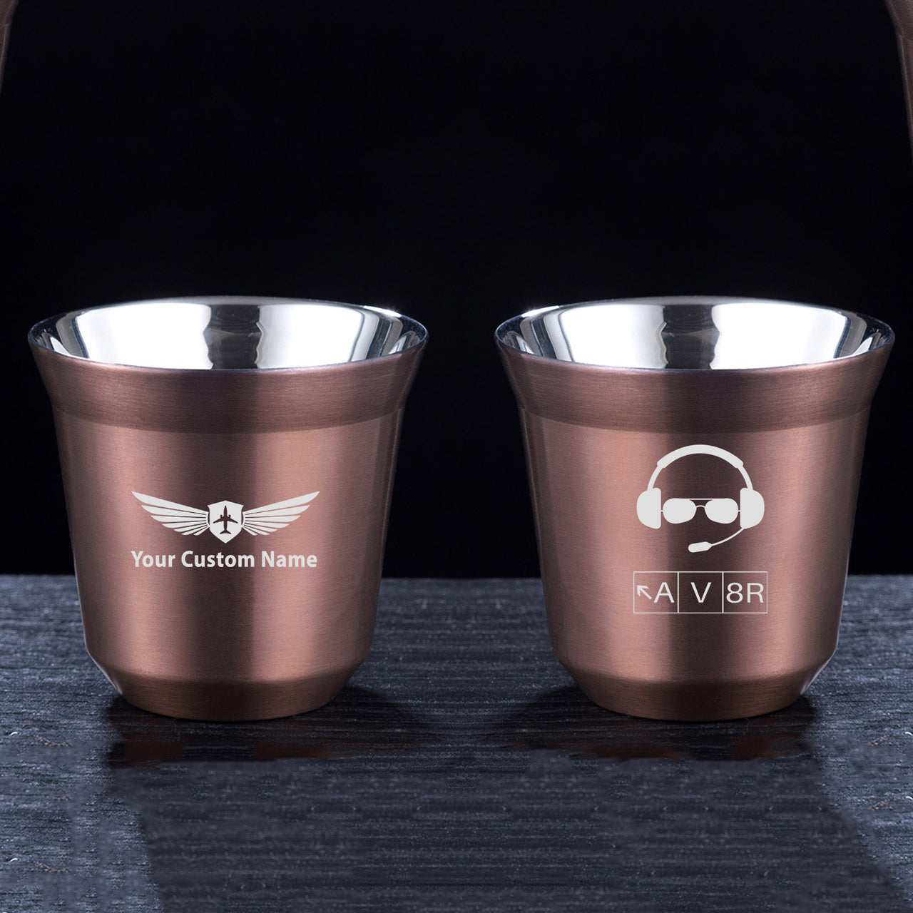 AV8R 2 Designed Double Wall Stainless Steel Coffee Mugs