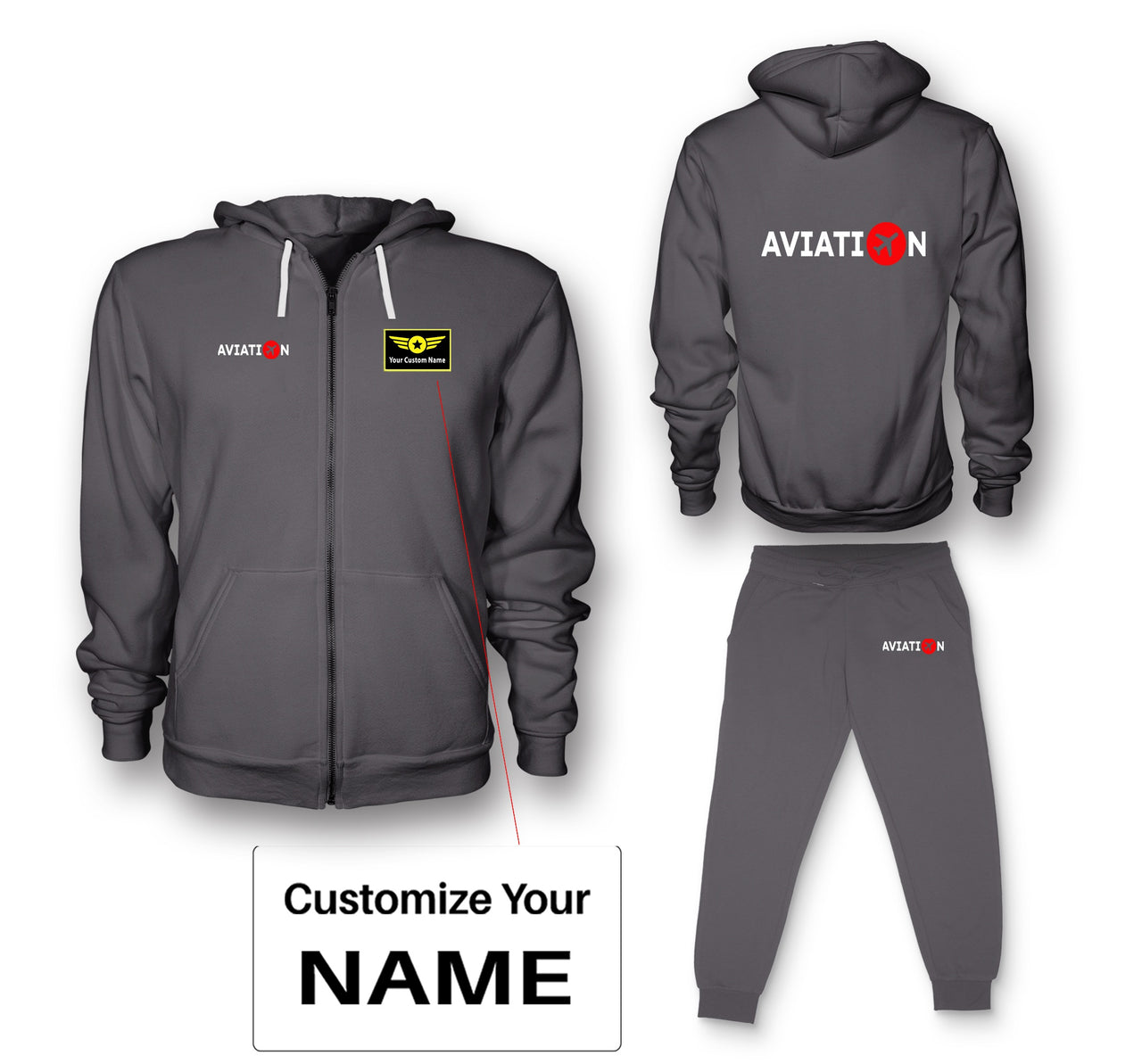 Aviation Designed Zipped Hoodies & Sweatpants Set