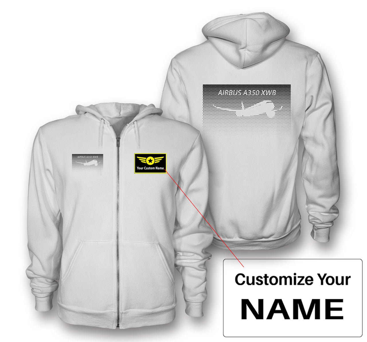 Airbus A350XWB & Dots Designed Zipped Hoodies