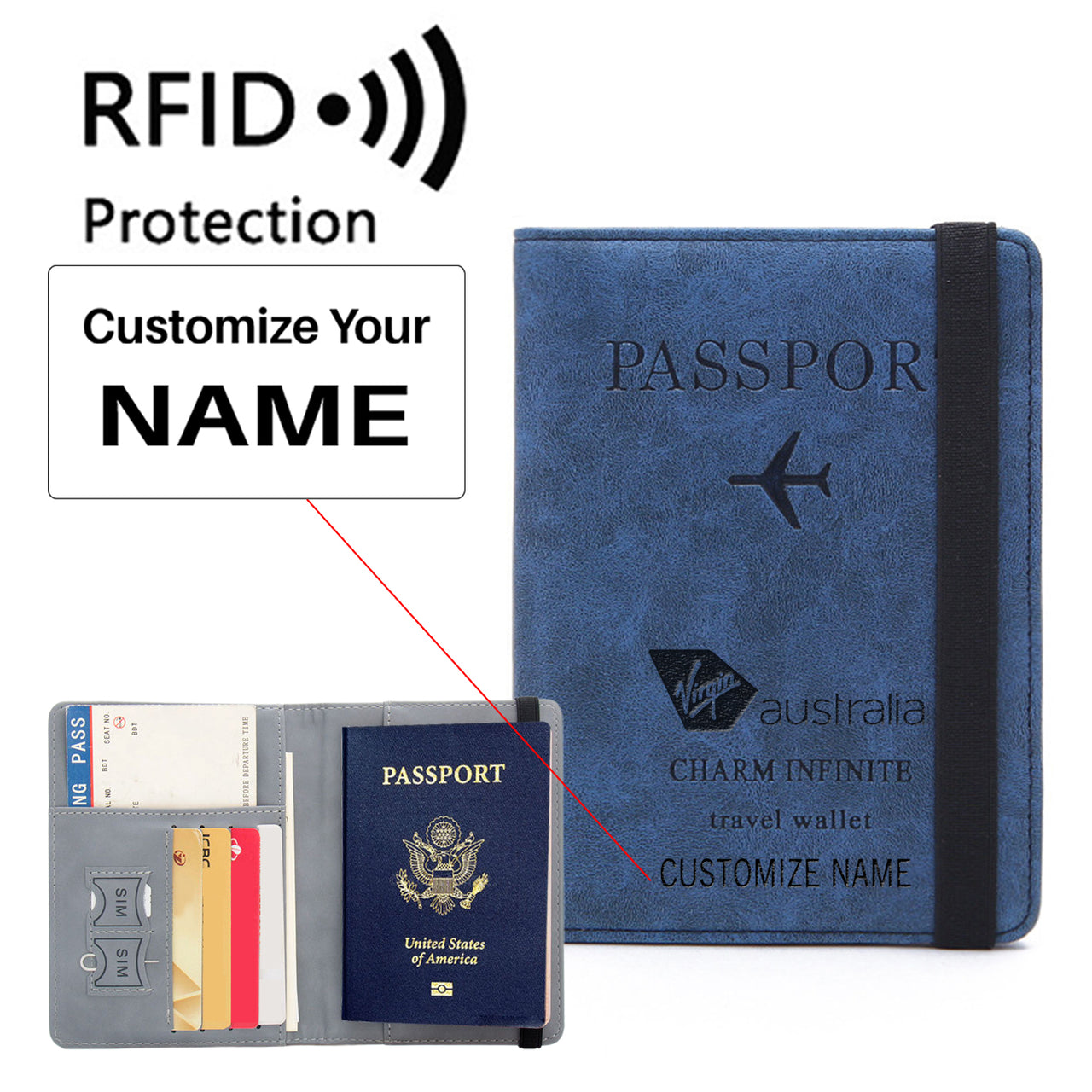 Virgin Atlantic- Airlines Designed Passport Cover Travel Wallet Passport Holder