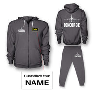 Thumbnail for Concorde & Plane Designed Zipped Hoodies & Sweatpants Set
