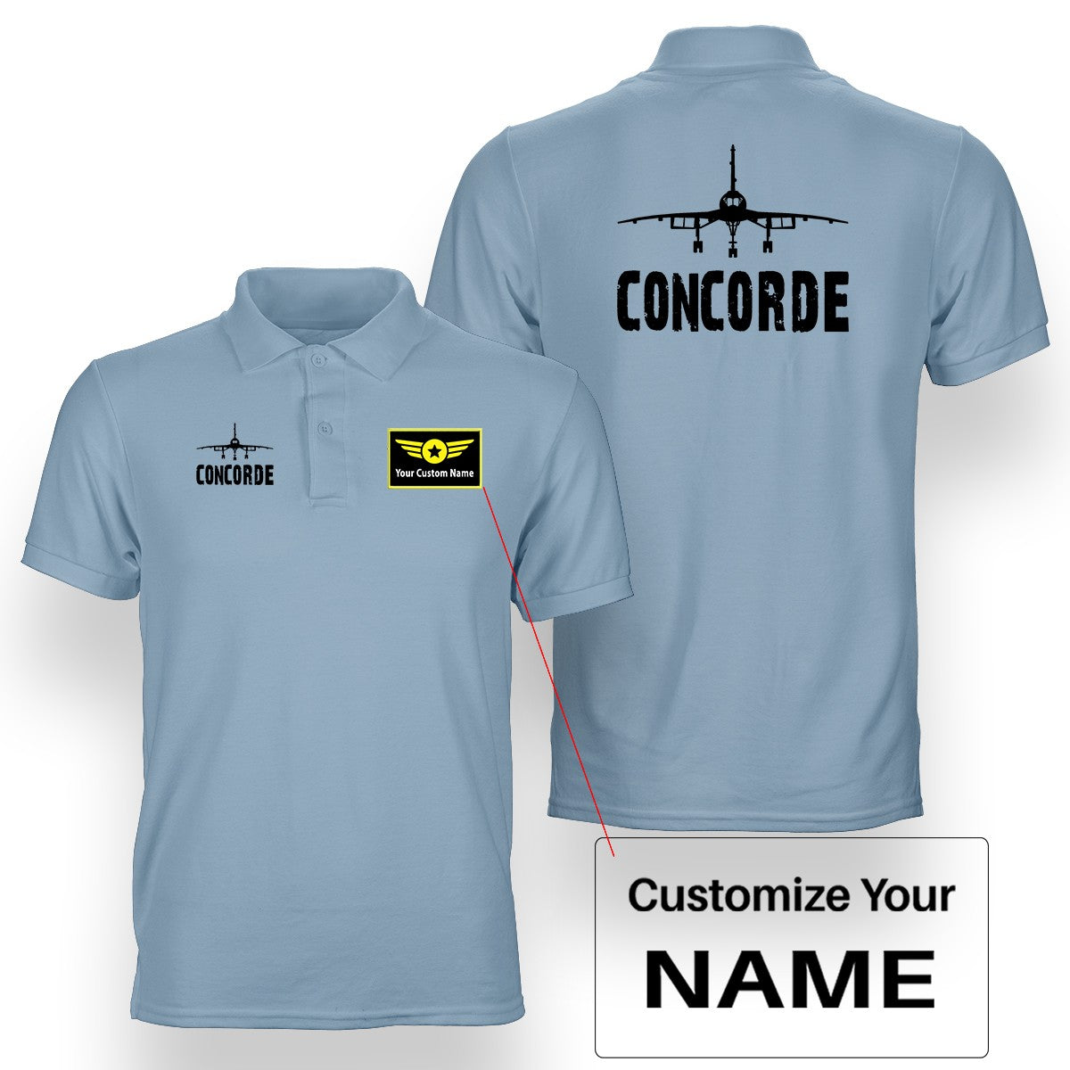 Concorde & Plane Designed Double Side Polo T-Shirts
