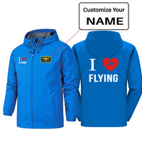 Thumbnail for I Love Flying Designed Rain Jackets & Windbreakers