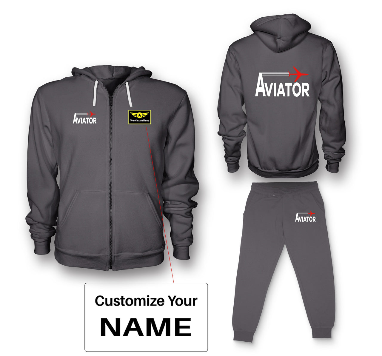 Aviator Designed Zipped Hoodies & Sweatpants Set