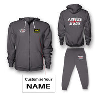 Thumbnail for Amazing Airbus A220 Designed Zipped Hoodies & Sweatpants Set