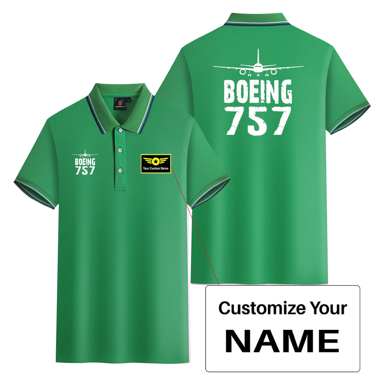 Boeing 757 & Plane Designed Stylish Polo T-Shirts (Double-Side)