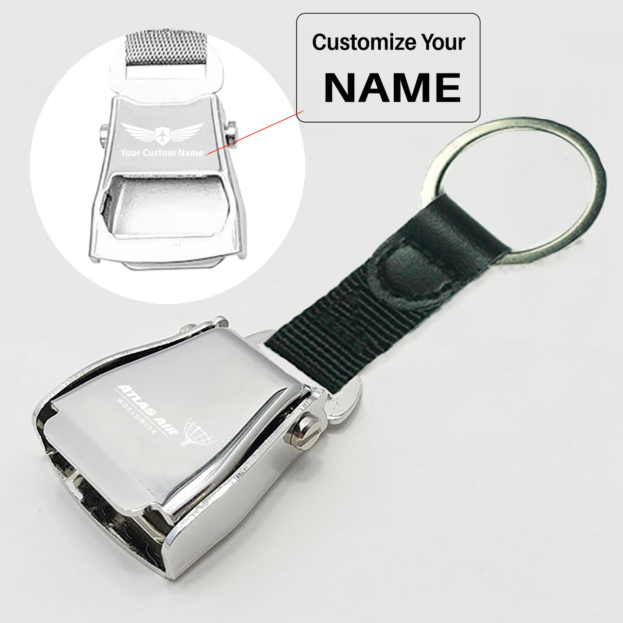 Atlas Air Airplane Seat Belt Key Chains