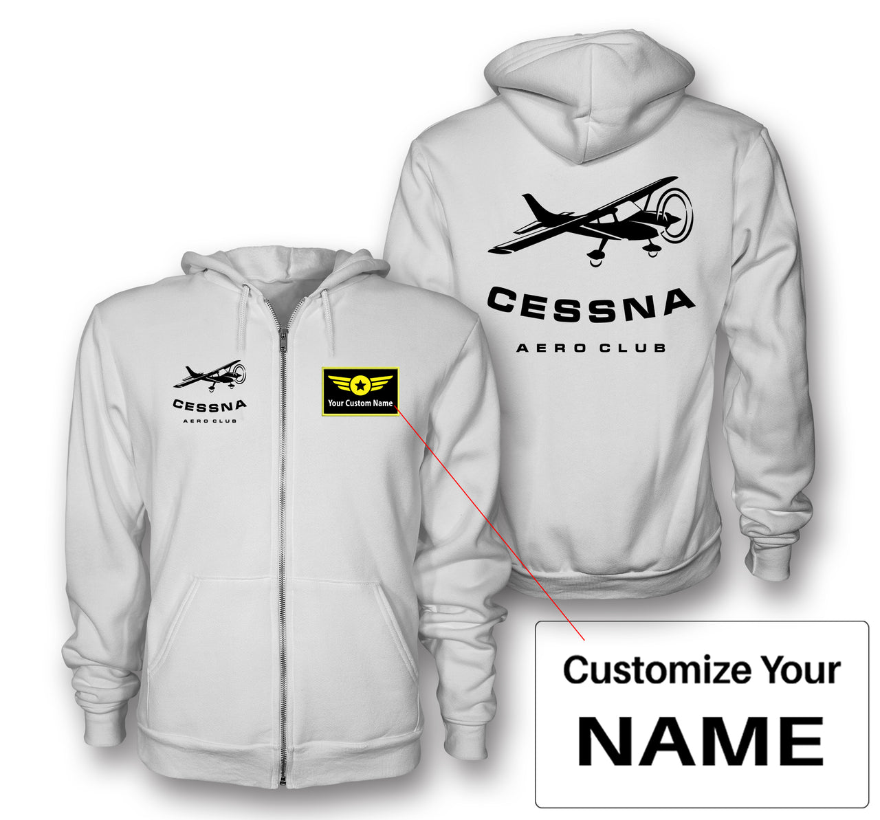 Cessna Aeroclub Designed Zipped Hoodies