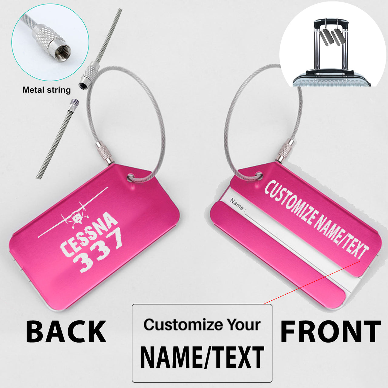 Cessna 337 & Plane Designed Fashion Metal Luggage Tags