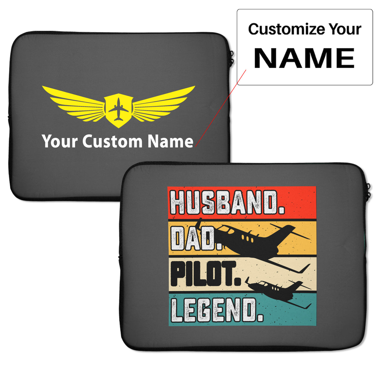 Husband & Dad & Pilot & Legend Designed Laptop & Tablet Cases