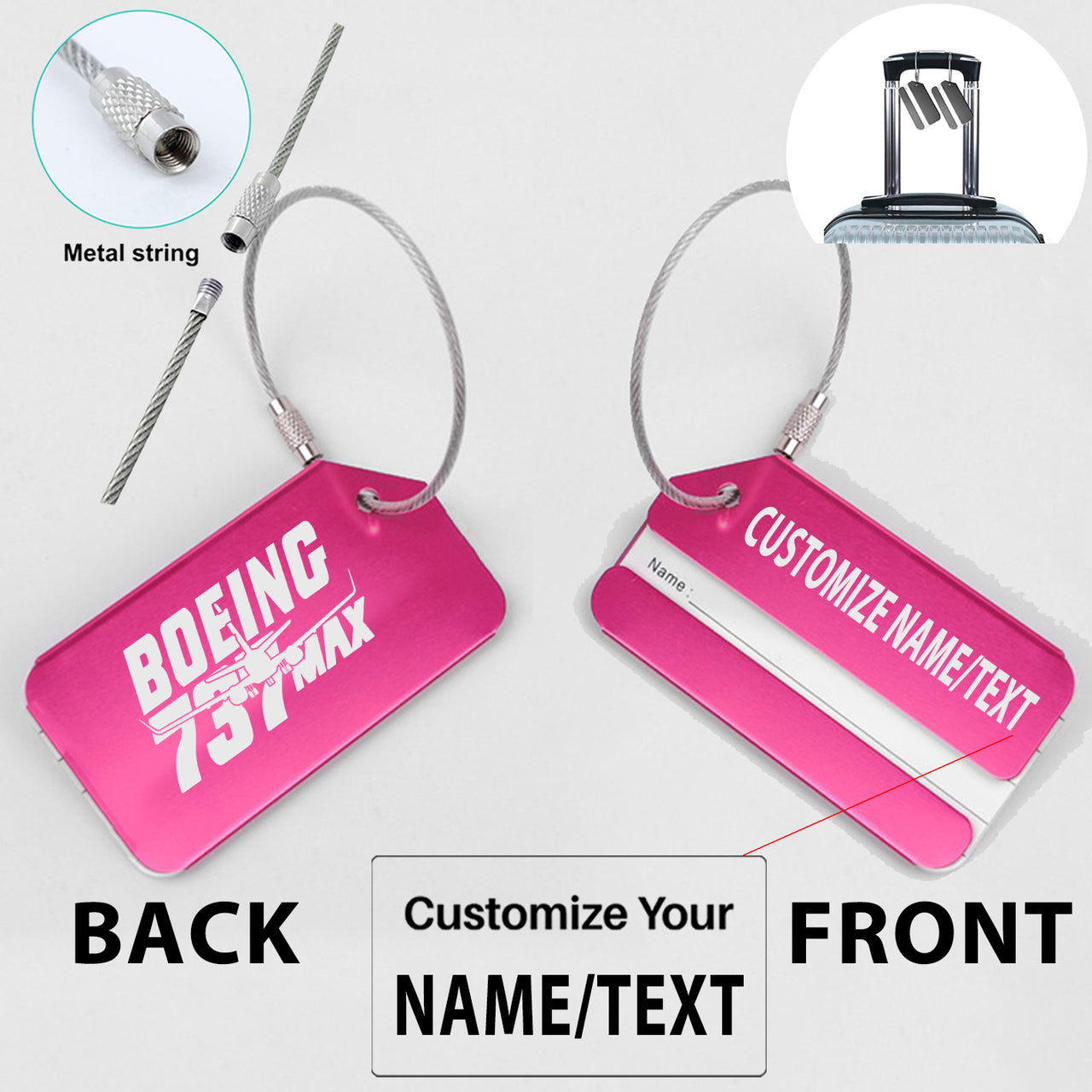 Amazing 737 Max Designed Fashion Metal Luggage Tags