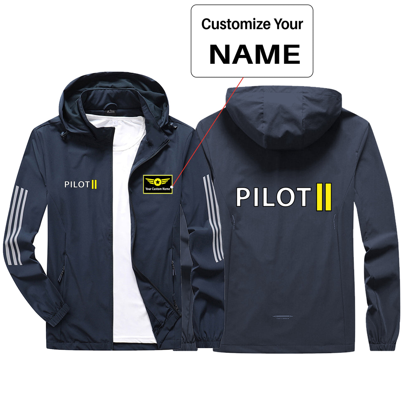 Pilot & Stripes (2 Lines) Sport & Running Jackets