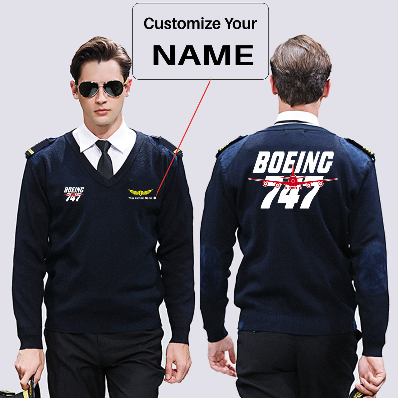 Amazing Boeing 747 Designed Wool Pilot Sweaters