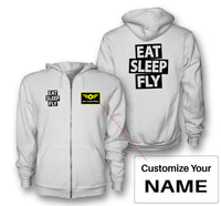 Thumbnail for Eat Sleep Fly Designed Zipped Hoodies