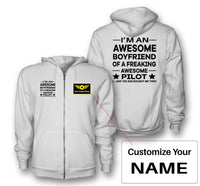 Thumbnail for I am an Awesome Boyfriend Designed Zipped Hoodies