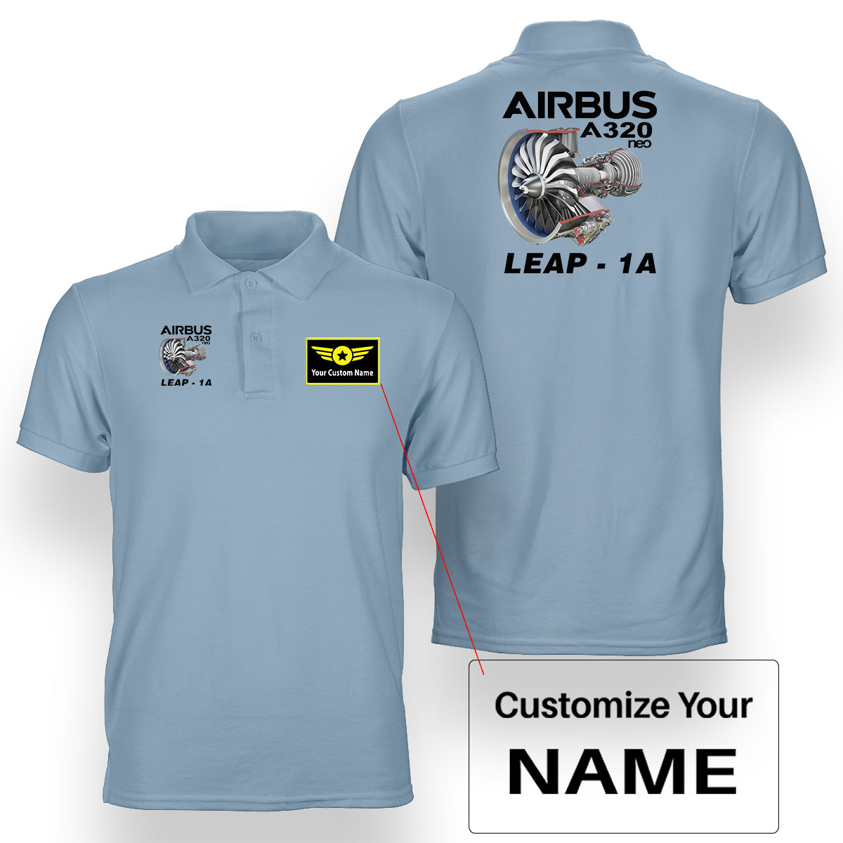 Airbus A320neo & Leap 1A Designed Double Side Polo T-Shirts