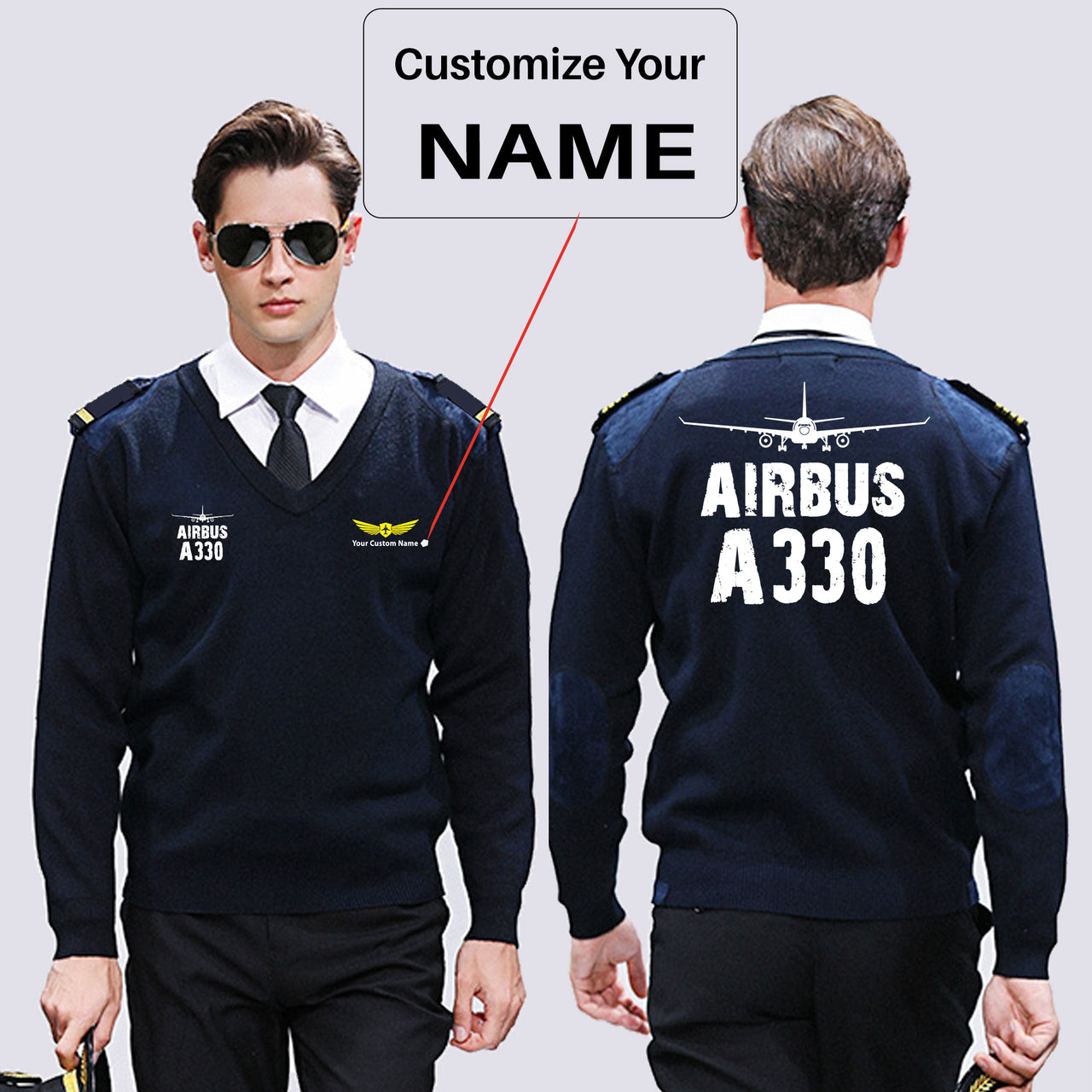 Airbus A330 & Plane Designed Wool Pilot Sweaters