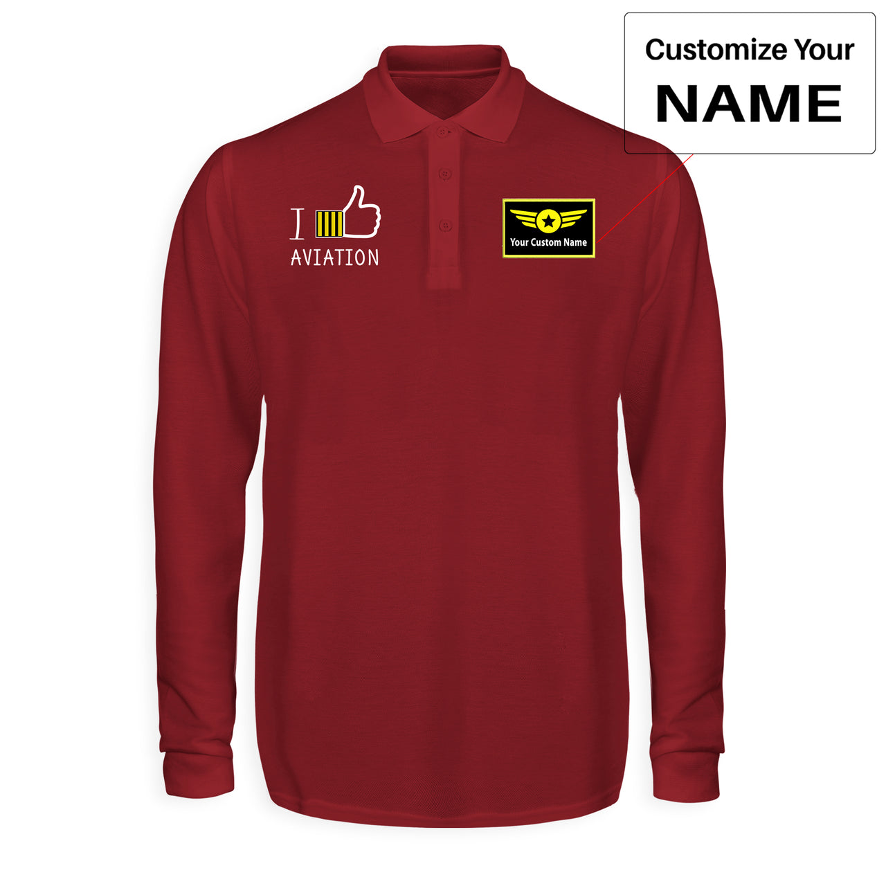 I Like Aviation Designed Long Sleeve Polo T-Shirts