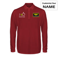Thumbnail for I Like Aviation Designed Long Sleeve Polo T-Shirts