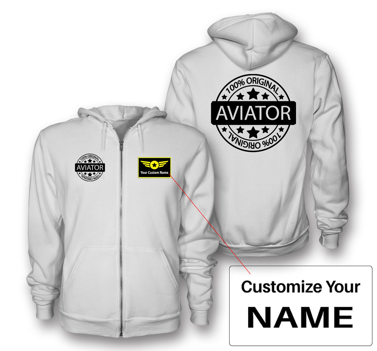 %100 Original Aviator Designed Zipped Hoodies