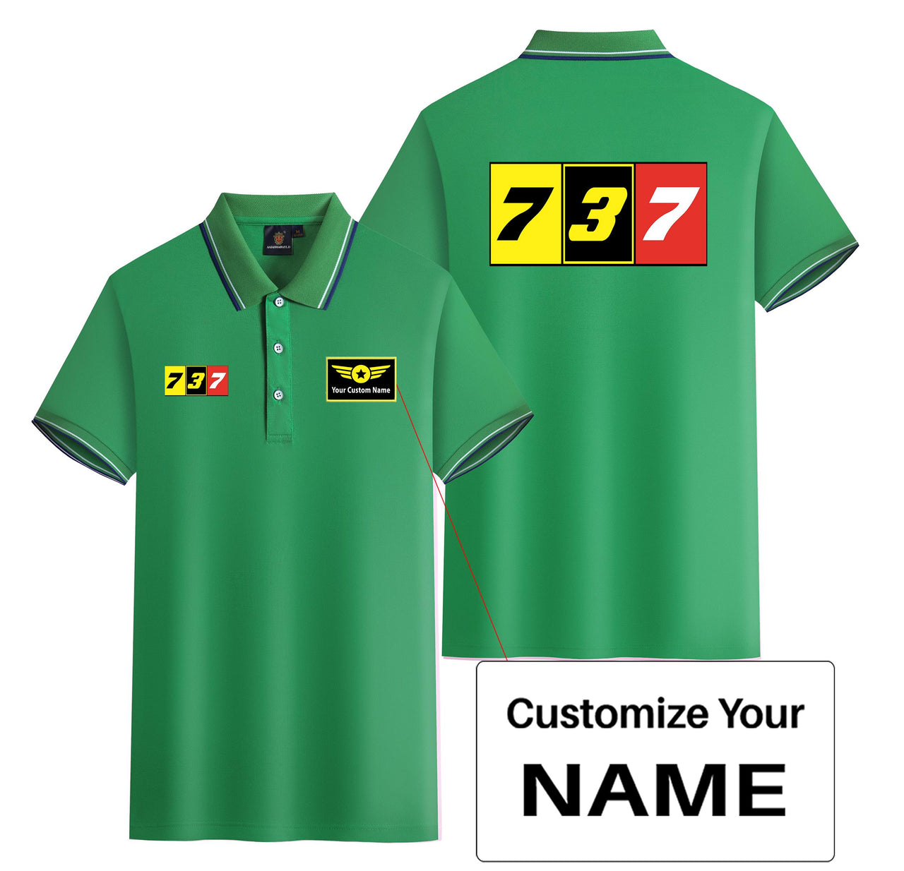 Flat Colourful 737 Designed Stylish Polo T-Shirts (Double-Side)
