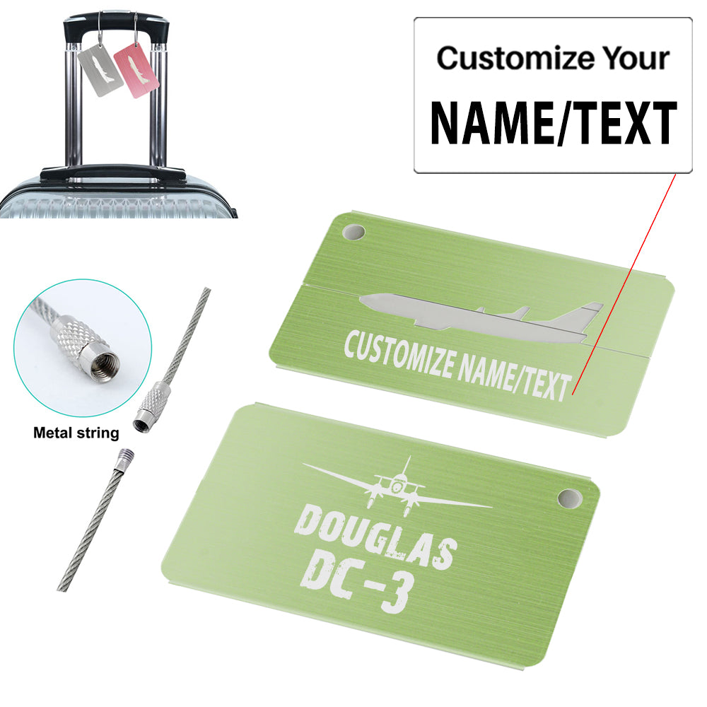 Douglas DC-3 & Plane Designed Aluminum Airplane Luggage Tags