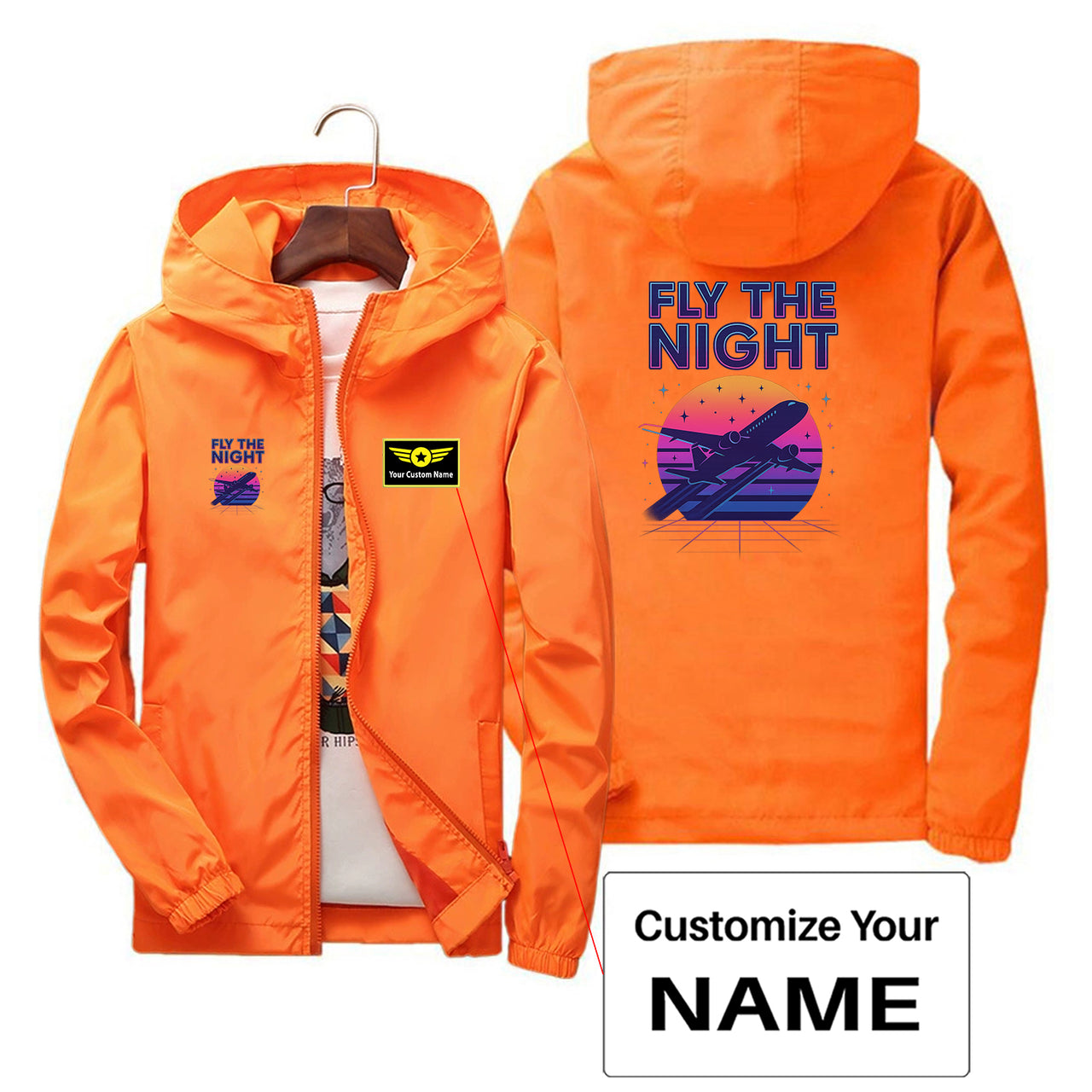 Fly The Night Designed Thin Windbreaker Jackets