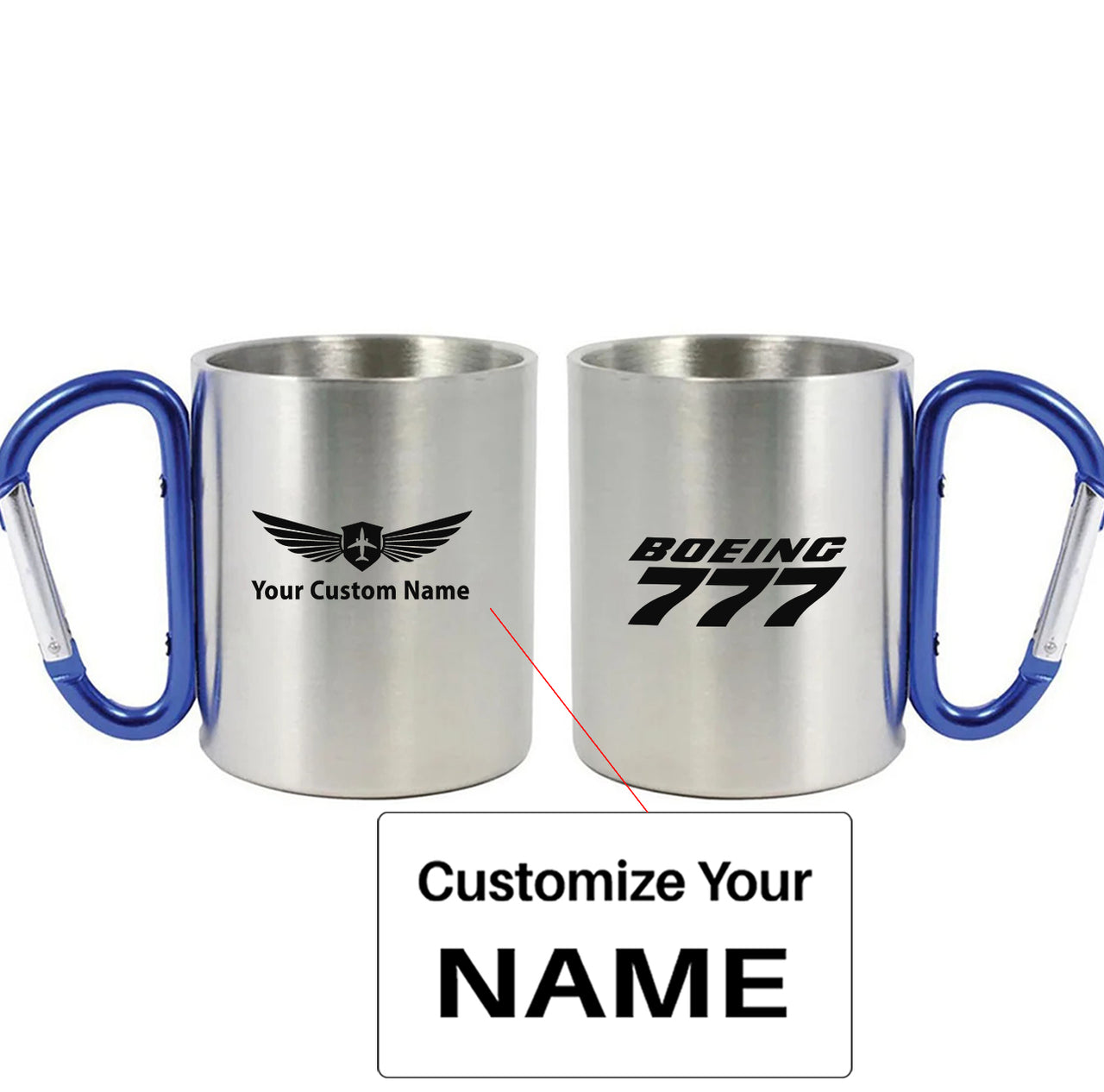 Boeing 777 & Text Designed Stainless Steel Outdoors Mugs