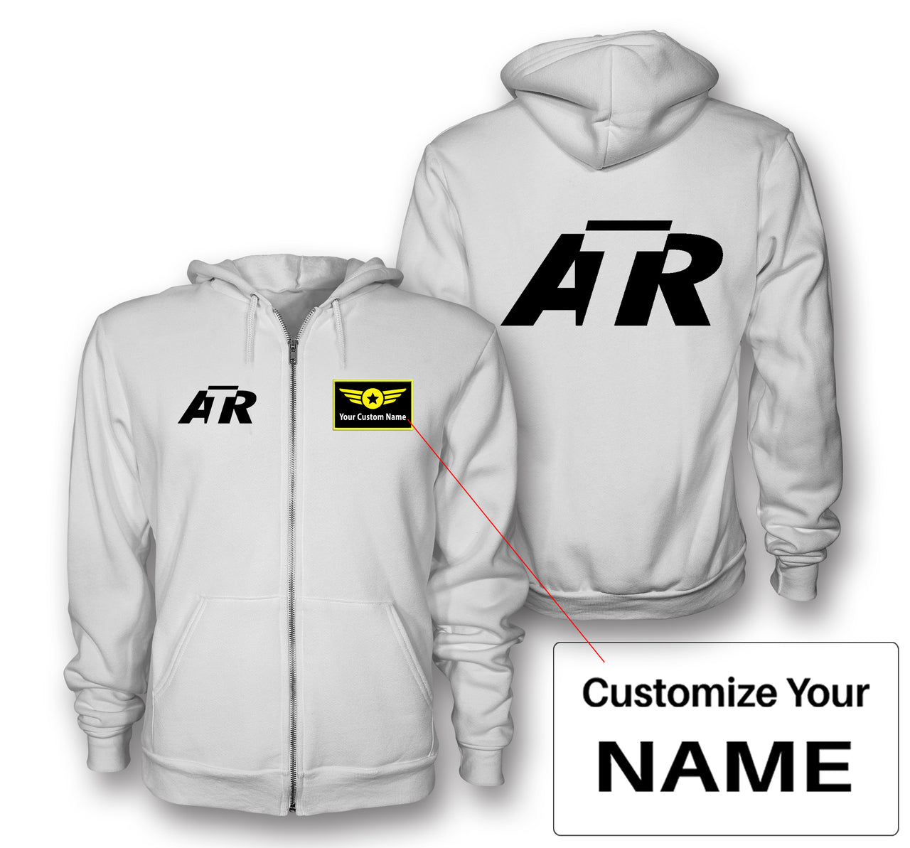 ATR & Text Designed Zipped Hoodies