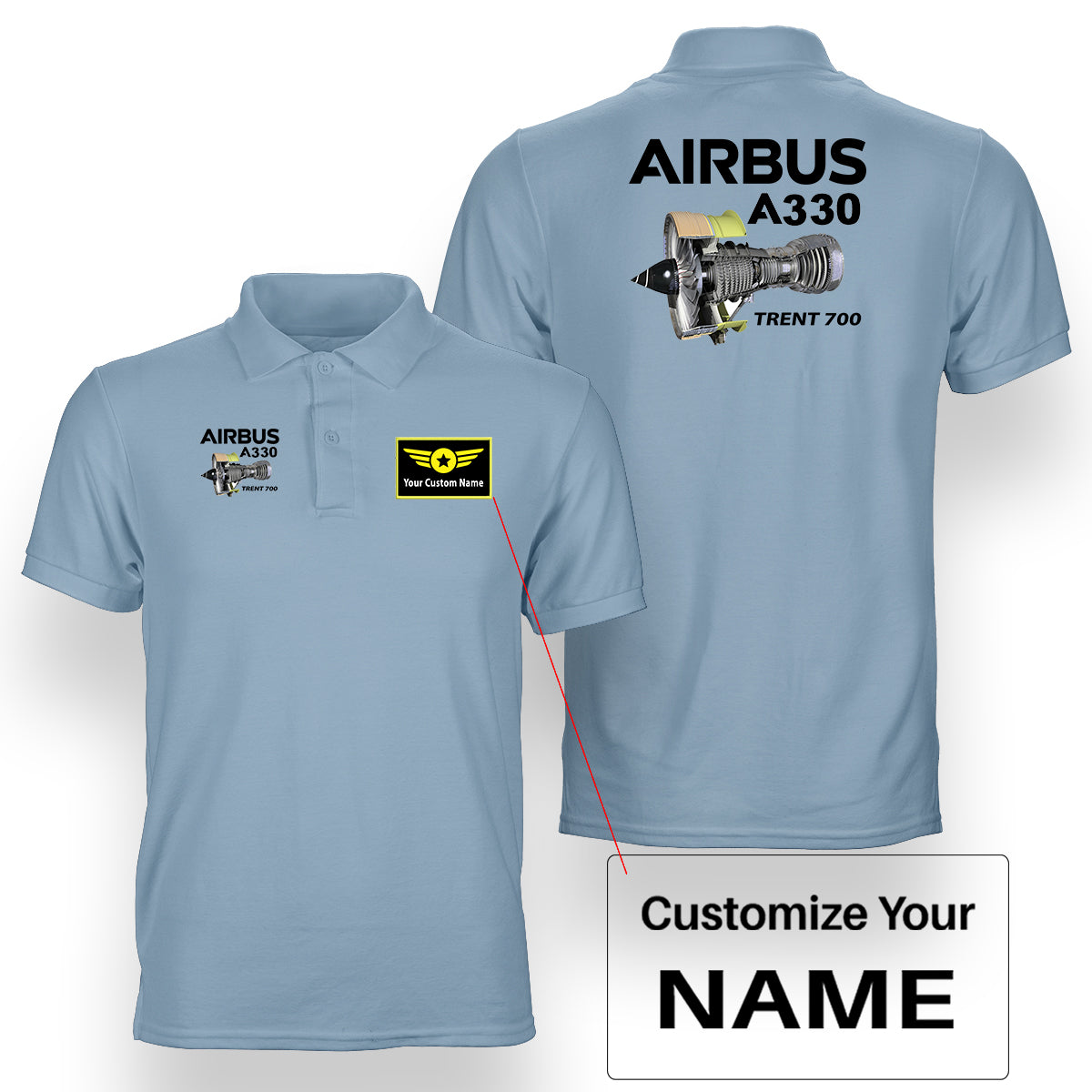 Airbus A330 & Trent 700 Engine Designed Double Side Polo T-Shirts