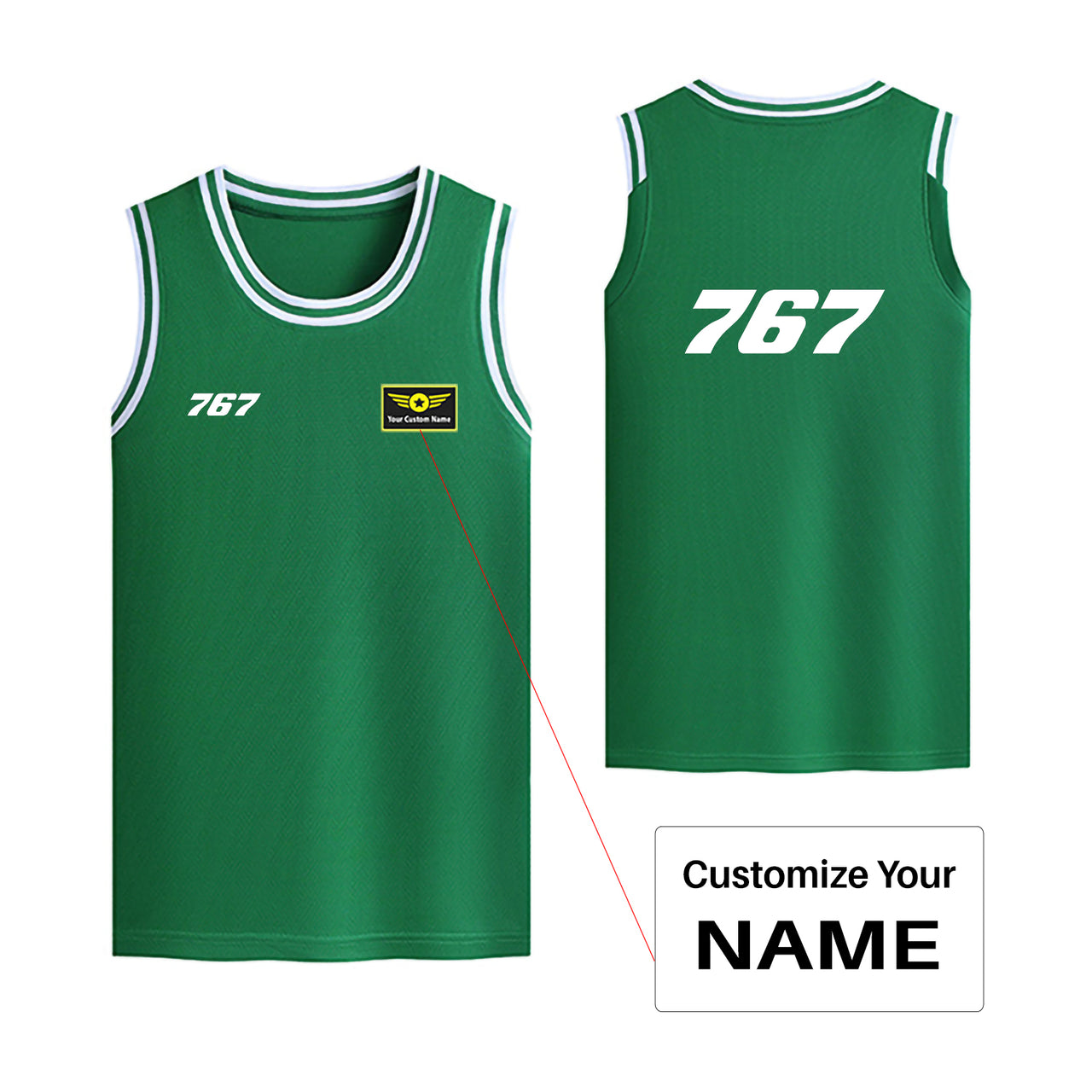 767 Flat Text Designed Basketball Style Sports Tank Tops