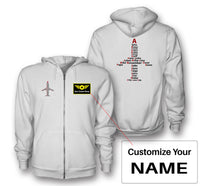 Thumbnail for Airplane Shape Aviation Alphabet Designed Zipped Hoodies