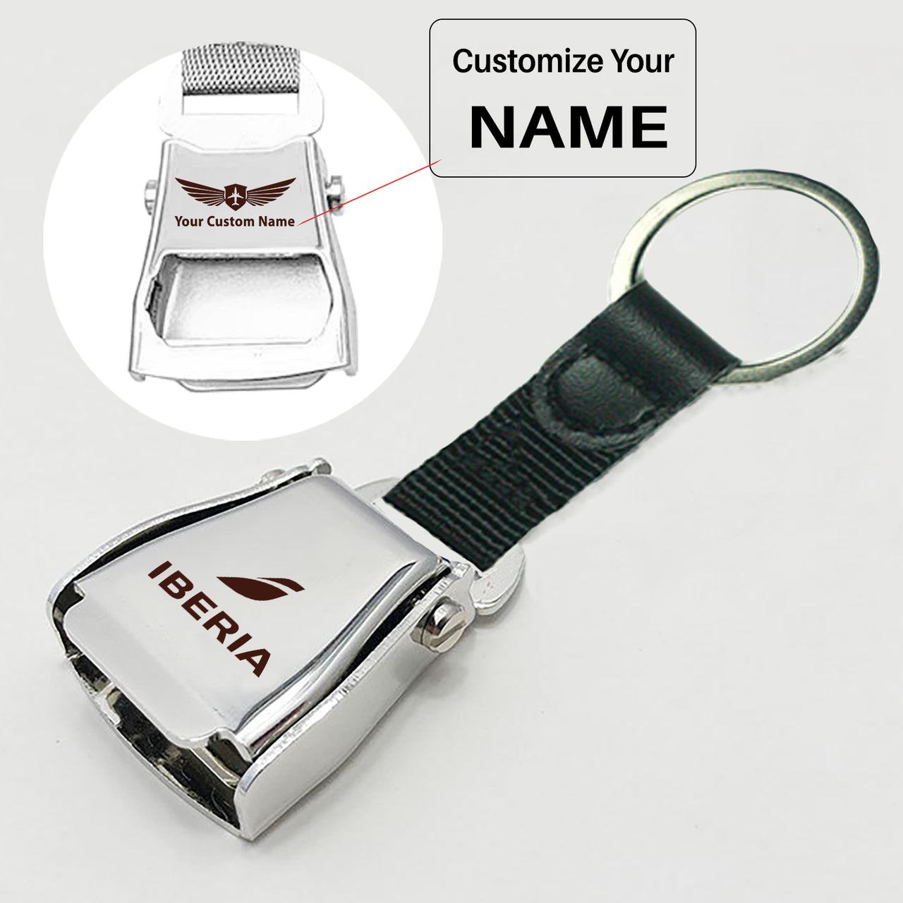 Iberia Airlines Designed Airplane Seat Belt Key Chains
