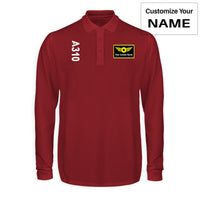 Thumbnail for A310 Text Designed Long Sleeve Polo T-Shirts