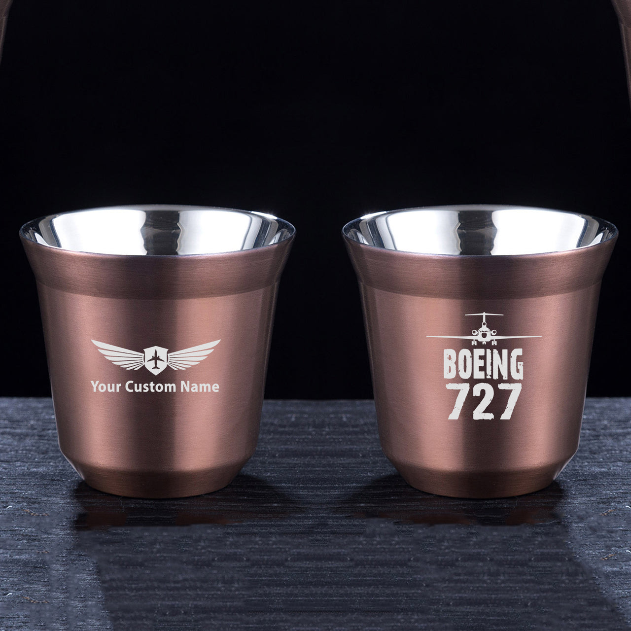 Boeing 727 & Plane Designed Double Wall Stainless Steel Coffee Mugs