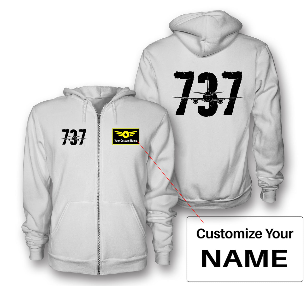 Boeing 737 Designed Designed Zipped Hoodies