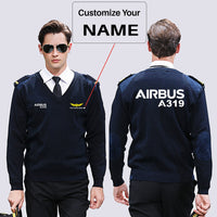 Thumbnail for Airbus A319 & Text Designed Wool Pilot Sweaters