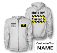 Thumbnail for Blood Type AVGAS Designed Zipped Hoodies