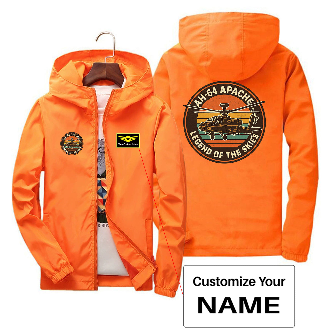 Retro Apache AH-64 Designed Thin Windbreaker Jackets