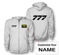 Thumbnail for 777 Flat Text Designed Zipped Hoodies