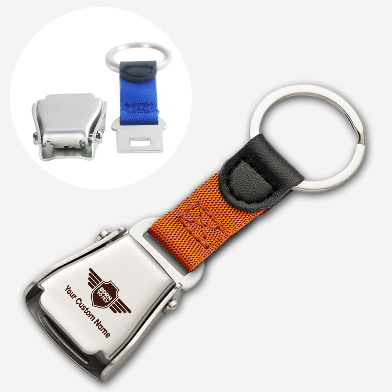 Custom Name (Badge 5)Designed Airplane Seat Belt Key Chains