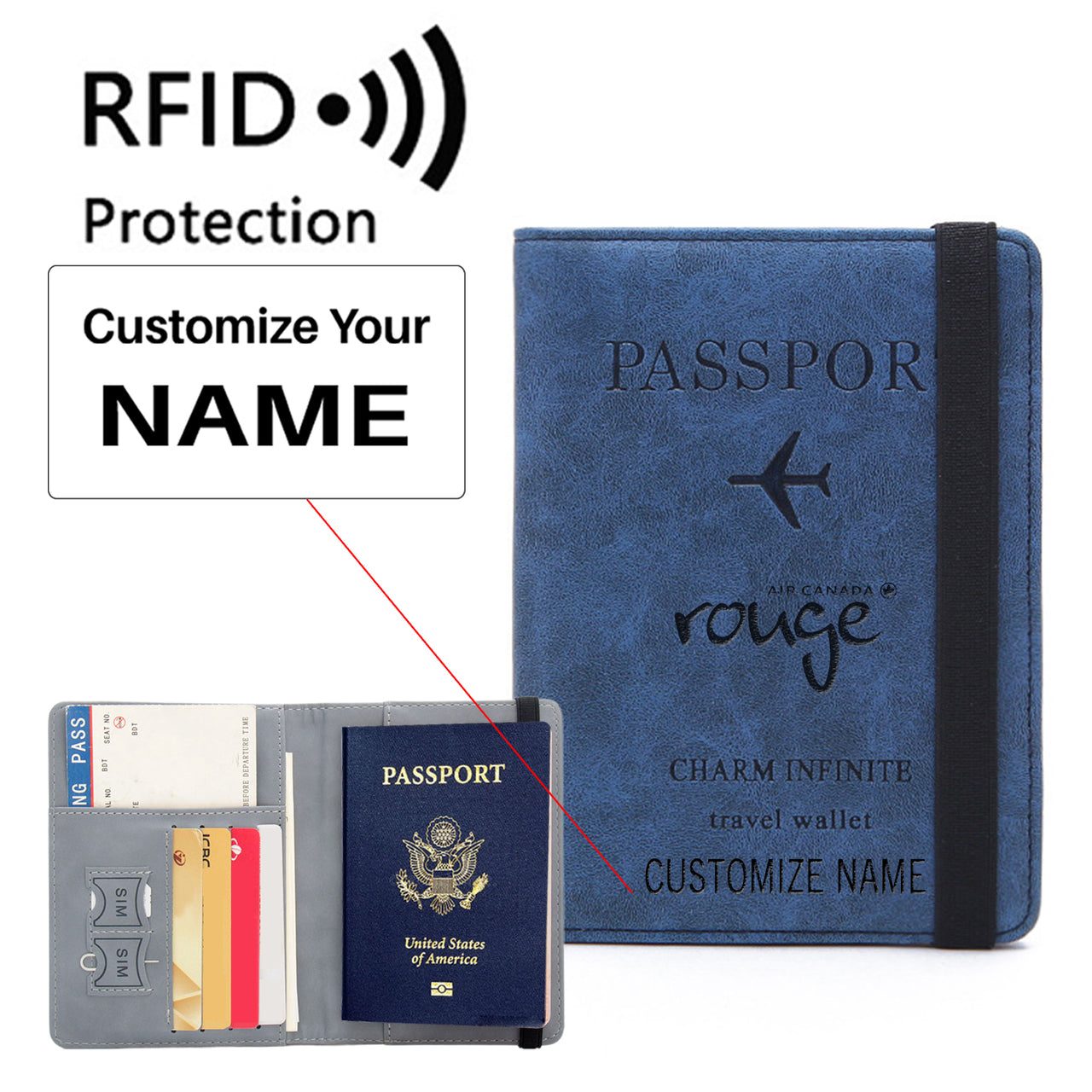 Air Canada rouge Airlines Designed Passport Cover Travel Wallet Passport Holder