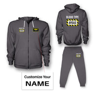 Thumbnail for Blood Type AVGAS Designed Zipped Hoodies & Sweatpants Set
