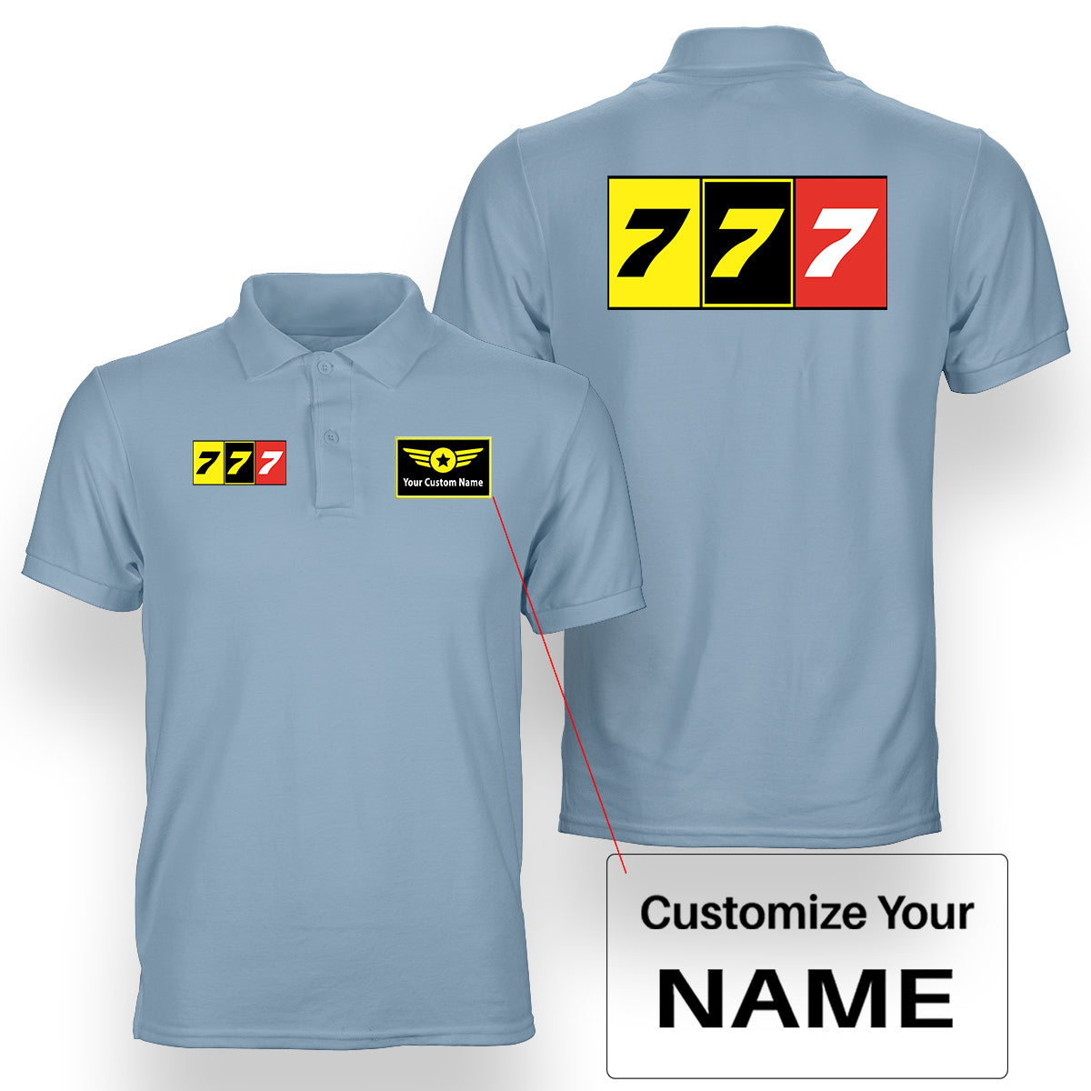 Flat Colourful 777 Designed Double Side Polo T-Shirts