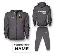 Thumbnail for Airbus A330 & Text Designed Zipped Hoodies & Sweatpants Set