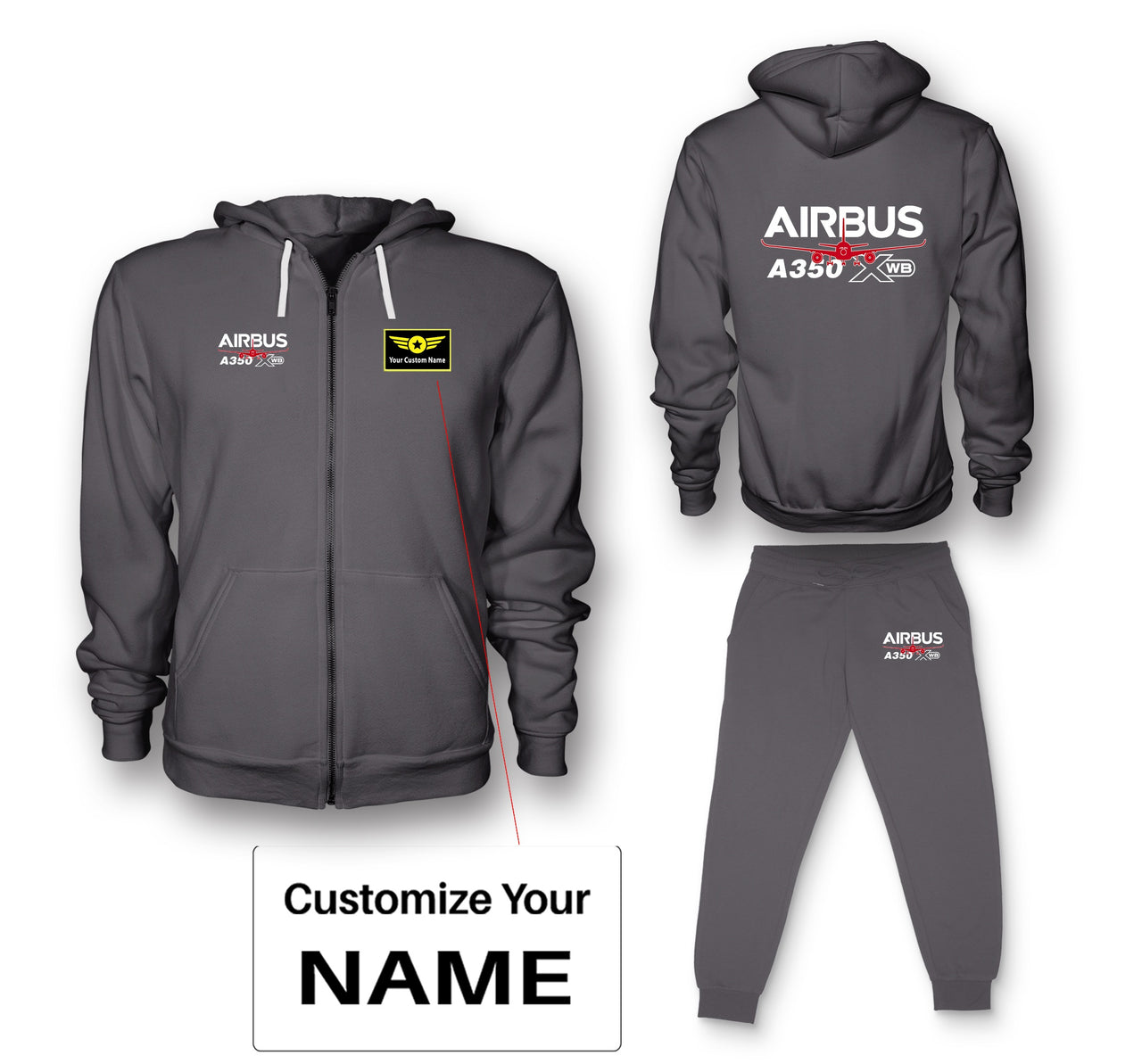 Amazing Airbus A350 XWB Designed Zipped Hoodies & Sweatpants Set