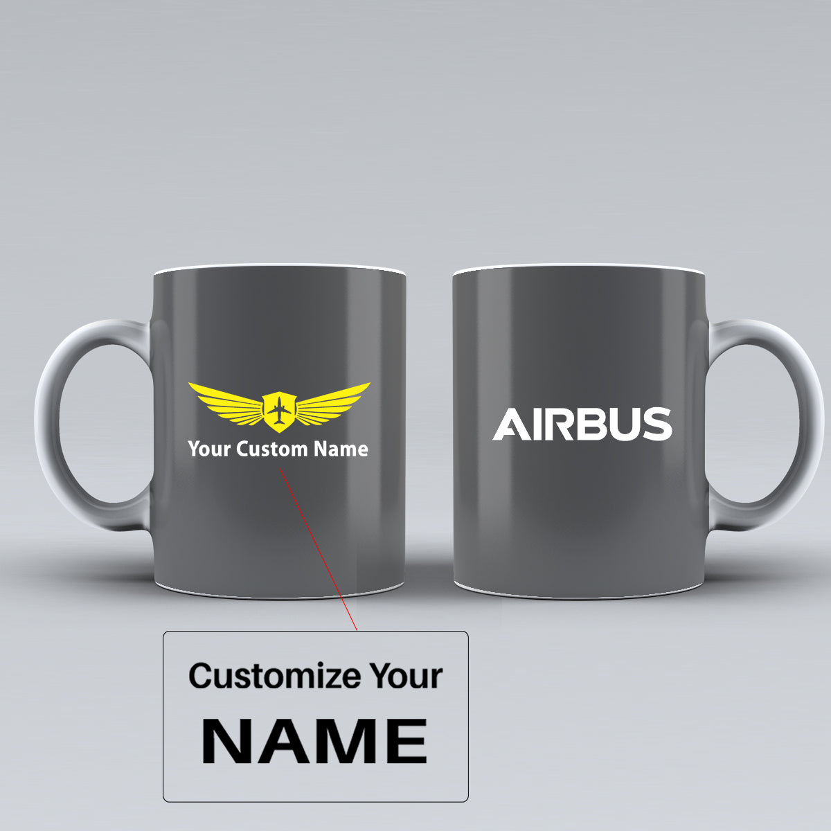 Airbus & Text Designed Ceramic White Mugs