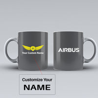Thumbnail for Airbus & Text Designed Ceramic White Mugs