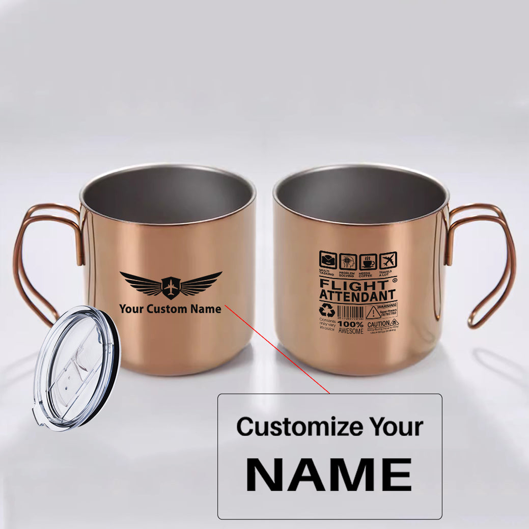Flight Attendant Label Designed Stainless Steel Portable Mugs